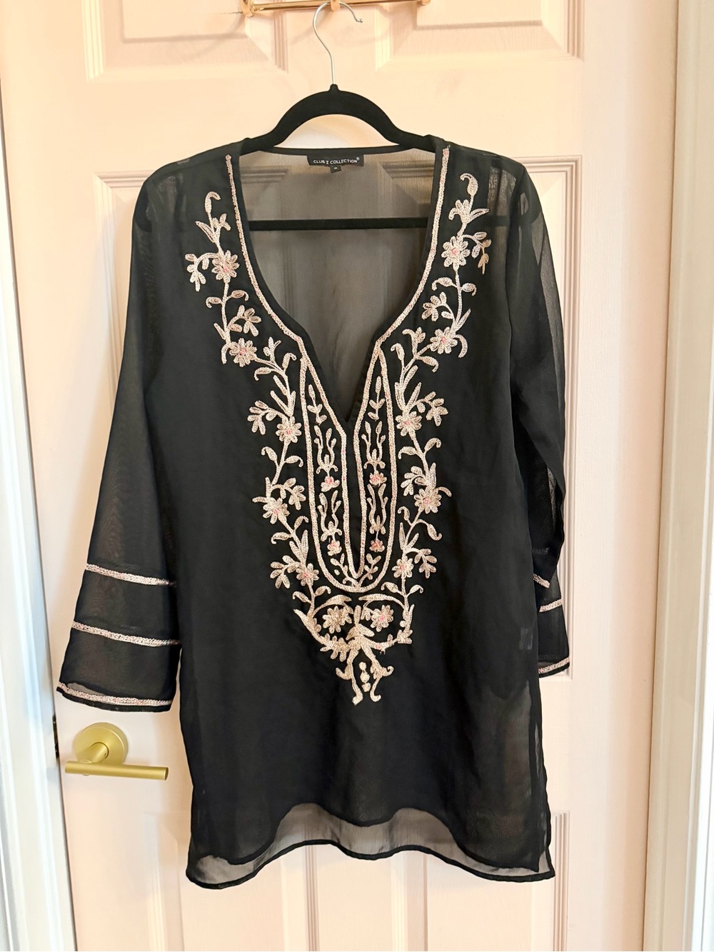 Black semi sheer club z collection tunic